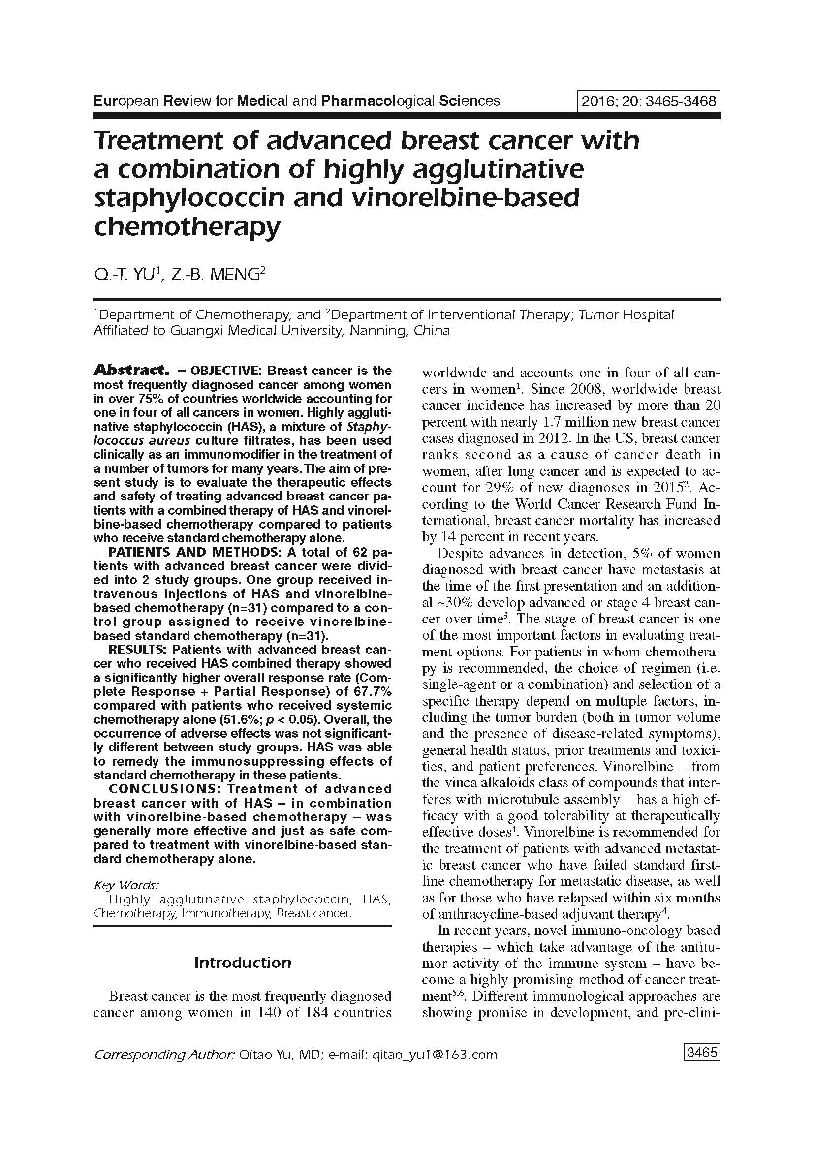 Treatment of advanced breast cancer with a combination of hi